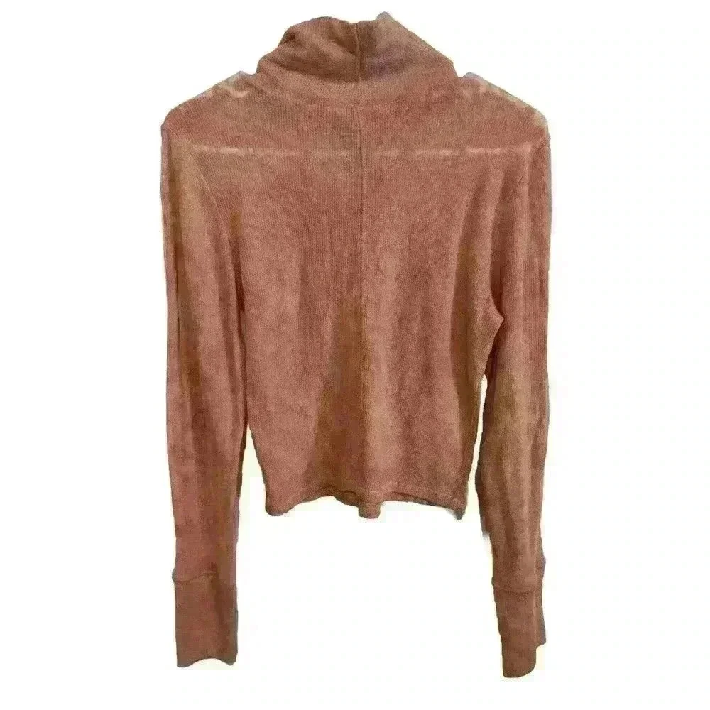 Intimately Free People Cropped Layering Top Large Mock Neck Long Sleeve Sheer